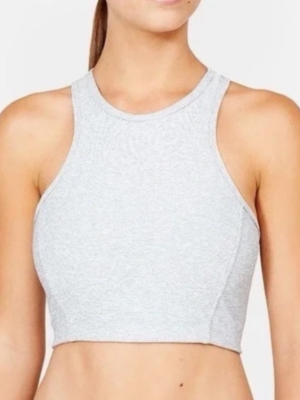 Outdoor Voices Athena Heather Gray High Neck Crop Top XS